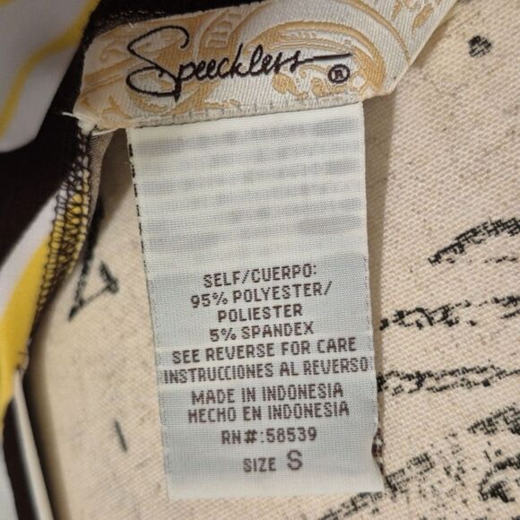 Speechless Y2K Babydoll Cami Top S Tie Back Empire Abstract Print Brown Yellow - Picture 4 of 9